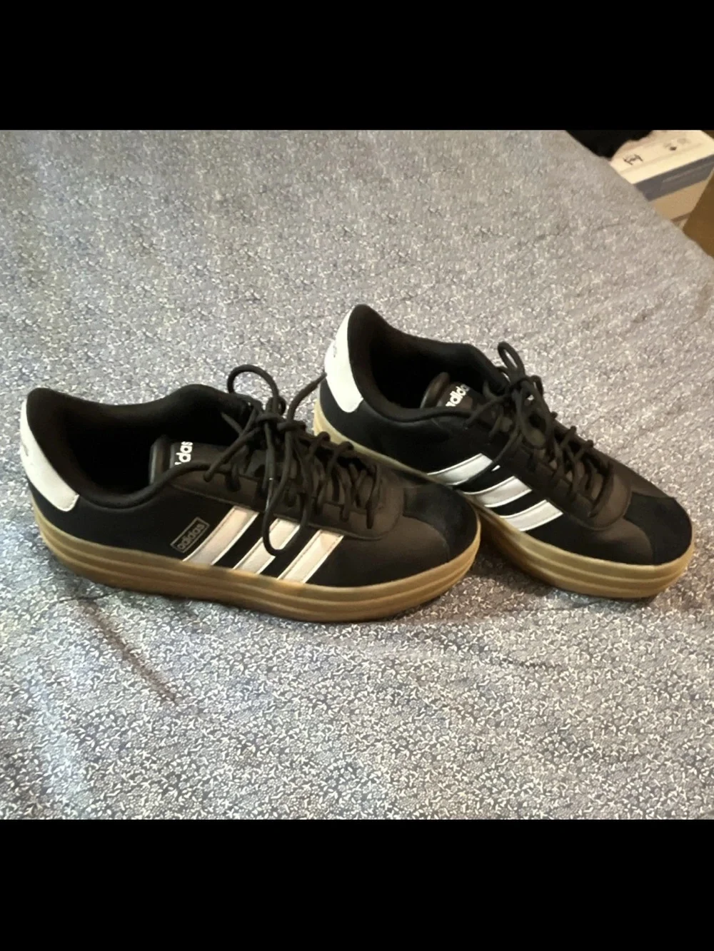 adidas Black and White Low-Top Sneakers with Gum Sole